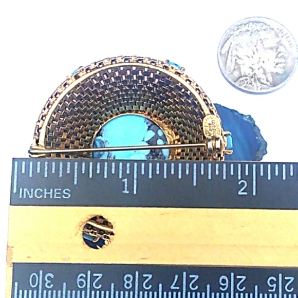 RARE 1963 Christian Dior Domed Blue Stone Brooch - Picture 6 of 8